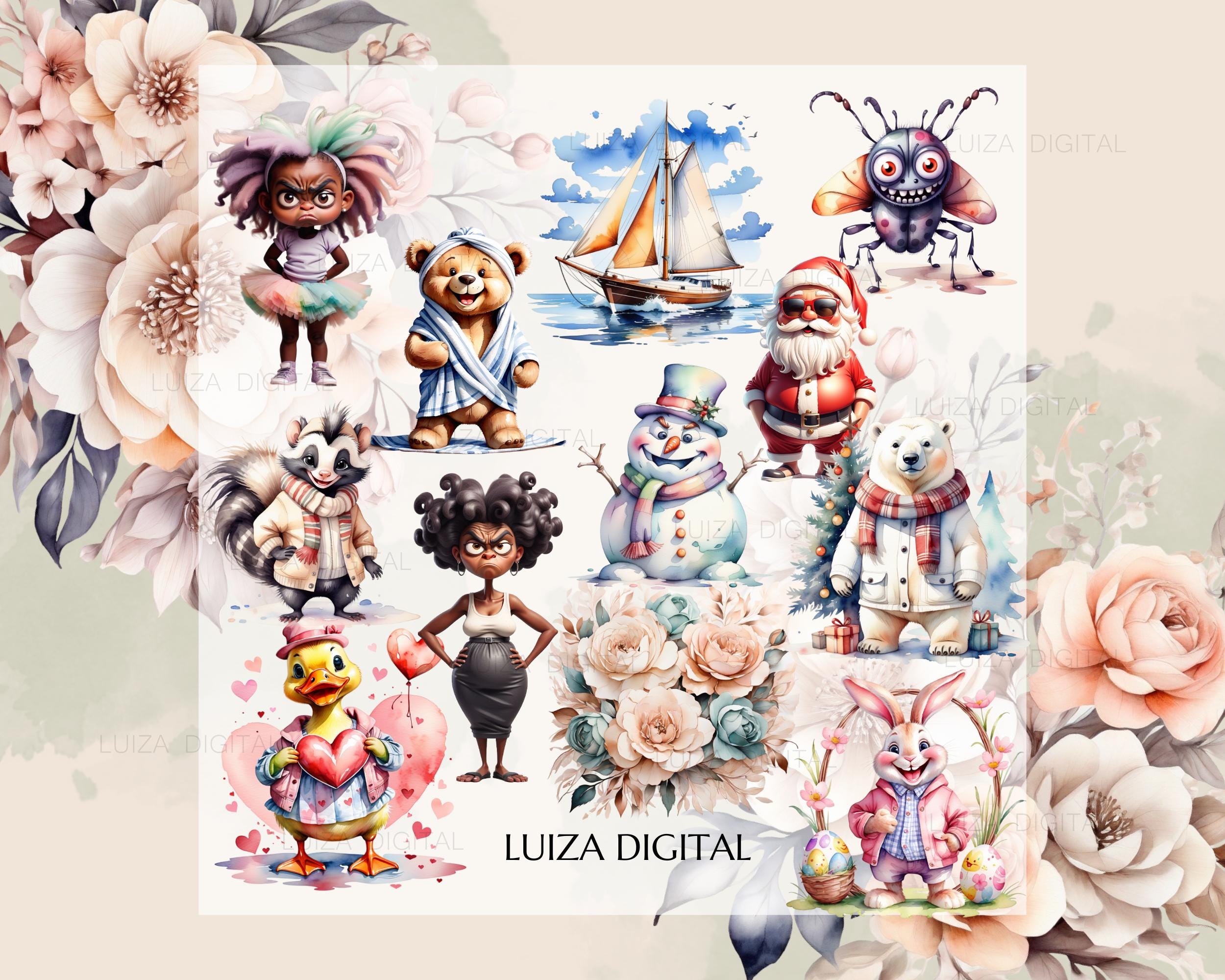 Quirky Black Woman Clipart & Grumpy African Lady PNG - Whimsical ...