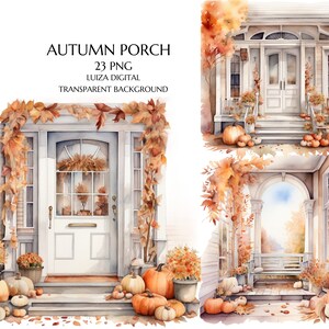 Akwarela Jesienny Dom Ganek Clipart, Farmhouse Ganek Clipart, Farmers house, Jesienny Ganek, Jesienny dom PNG, Scrapbooking, Komercyjne wykorzystanie
