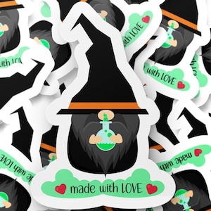 Kleinunternehmen-Dankeschön-Aufkleber, Verpackungsaufkleber, Halloween-Dankeschön-Png-Aufkleber, Feiertagsaufkleber, Made with love-Aufkleber png