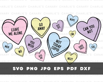 Anti Valentine Candy Heart SVG, PNG, DXF, Valentine Shirt, Funny Candy Hearts, Anti Valentines Day, Valentine Sublimation, Commercial Use