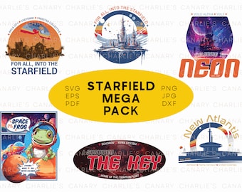 Mega Pack Starfield SVG, PNG Starfield videogame, commercieel gebruik voor print on demand, Starfield Cities Graphics, DIY cadeau voor gamer