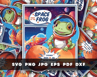 Space Frog Cydonia Starfield SVG, PNG Starfield videogame, commercieel gebruik voor print on demand, Mars Comic Book Graphic, DIY cadeau voor gamer