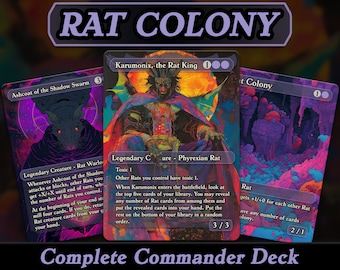 Commander Deck Rat Colony MTG Proxies, Custom Karumonix The Rat King Deck 107 Unique Cards, Quality Collectible Card Game Replicas for EDH