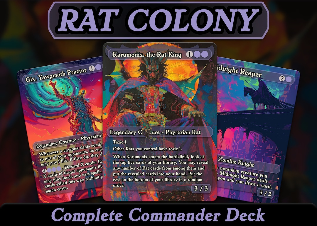 Commander Deck Rat Colony MTG Proxies, Custom Karumonix the Rat King Deck 107 Unique Cards