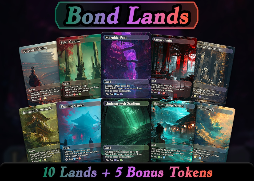 Set of 10 Japanese Bond Land Full Art MTG Proxy Cards, Custom Replicas ...