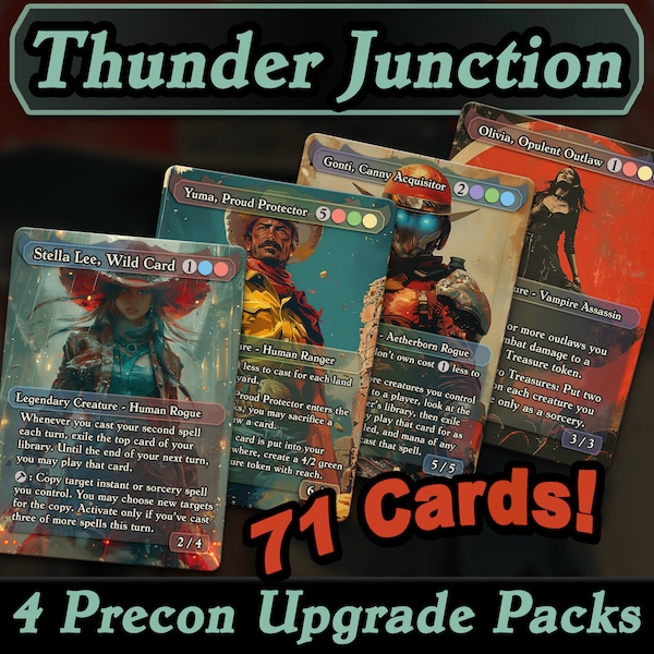 Set of 71 Card Thunder Junction Precon Upgrades MTG Proxies, Custom Bulk Unique Cards, Quality Collectible Card Game for Commander EDH