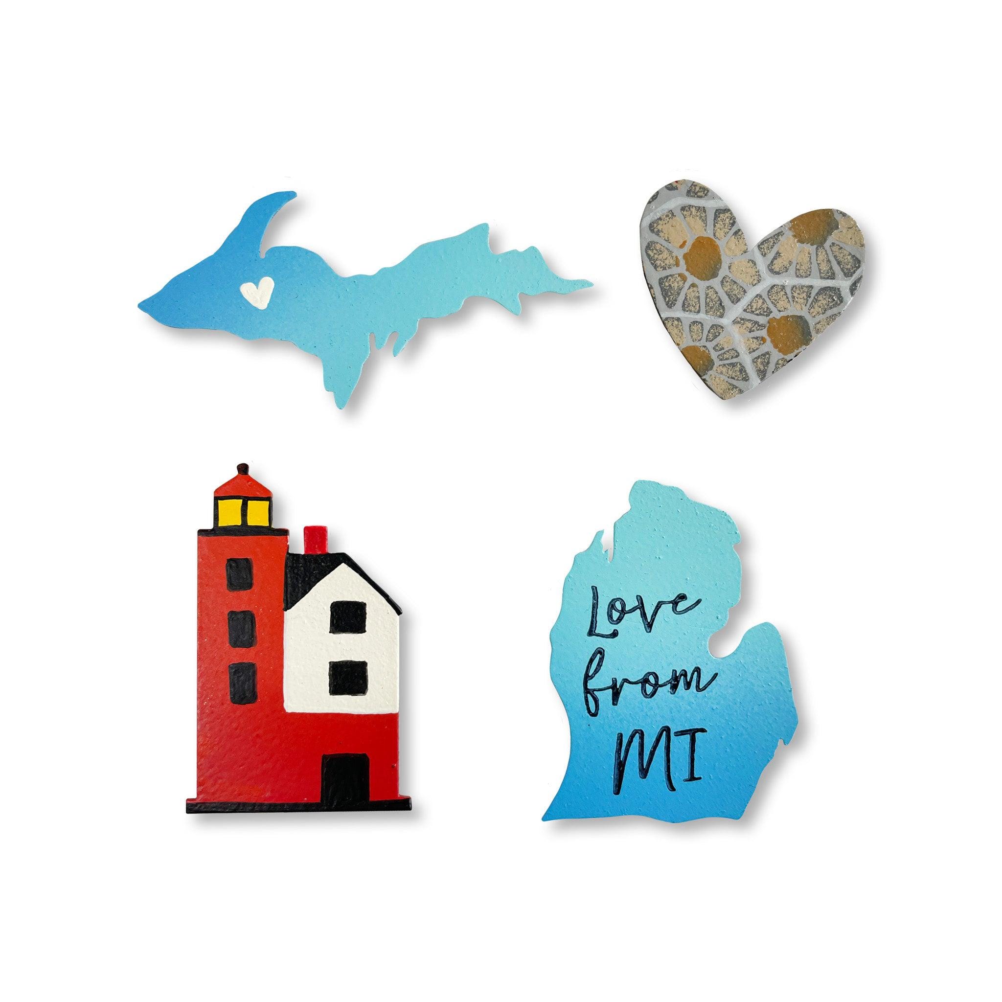 Michigan Icon Set Michigan Icon Magnets S/4 - Etsy