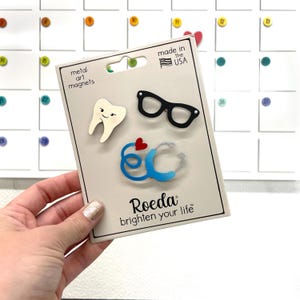 Ensemble d&#39;aimants peints à la main pour la santé : dentiste, ophtalmologiste, stéthoscope