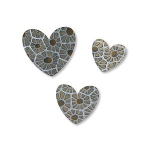 Petoskey Stone Heart Magnets S/3, Michigan Icon, Hand Painted Gift