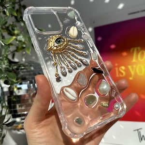 Mobilskal i hartsdekodering, estetiskt tufft telefonskal för iPhone 17 16 15 14 13 12 11 pro max plus mini-skal, Golden eye bild 15