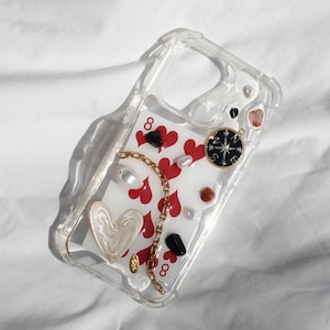 Custodia per telefono in resina con effetto estetico, custodia per telefono Decoden per iPhone 16, 15, 14, 13, 12, 11 Pro Max Plus, custodia mini, serie Dream, colore: Rosso