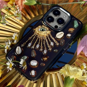 Mobilskal i hartsdekodering, estetiskt tufft telefonskal för iPhone 17 16 15 14 13 12 11 pro max plus mini-skal, Golden eye bild 12