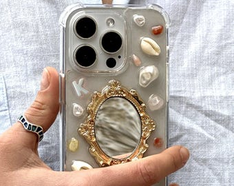 Resin designer initial Iphone case, aesthetic monogram Iphone case for iPhone 16 15 14 13 12 11 pro max plus mini case Gold mirror case