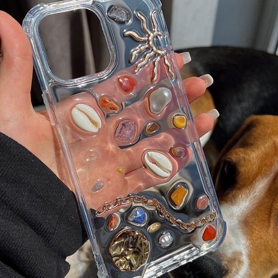 Resin aesthetic phone case, decoden phone case for iPhone 17 16 15 14 13 12 11 pro max plus mini case, Dream series Sun