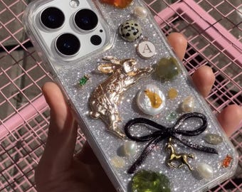 Hars esthetisch monogram telefoonhoesje, eerste custom iphone-hoesje voor iPhone 17 16 15 14 13 12 11 pro max plus mini-hoesje, winterhoes