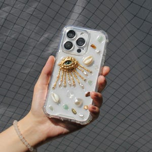 Mobilskal i hartsdekodering, estetiskt tufft telefonskal för iPhone 17 16 15 14 13 12 11 pro max plus mini-skal, Golden eye bild 14