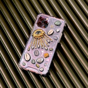 Mobilskal i hartsdekodering, estetiskt tufft telefonskal för iPhone 17 16 15 14 13 12 11 pro max plus mini-skal, Golden eye bild 10
