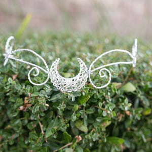 Silver MOON moonlight circlet *Delicate* Wedding Circlet with Customizable Gemstone elven circlet diamond cut diadem