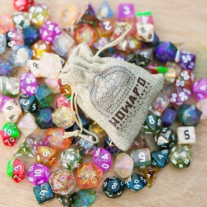 Mystery dice bag  Choose your adventure: Different quantities sparkly dice sharp edge metal mix