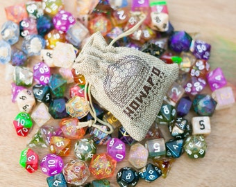 Mystery dice bag  Choose your adventure: Different quantities sparkly dice sharp edge metal mix