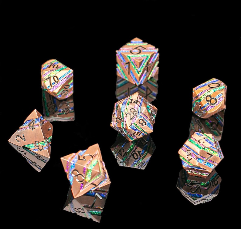 Fairy Forged - DnD Polyhedral Dice Set - TTRPG Dobbelstenen metalen dobbelstenen worden geleverd met metalen dobbelstenen geschenkdoos Dnd kerstcadeau, dnd verjaardagscadeau afbeelding 2