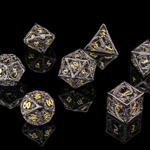 Dragon Scales - DnD Polyhedral Dice Set - metal dragon dice  TTRPG Dice dungeons and dragons metal dnd dice dragon dnd dice