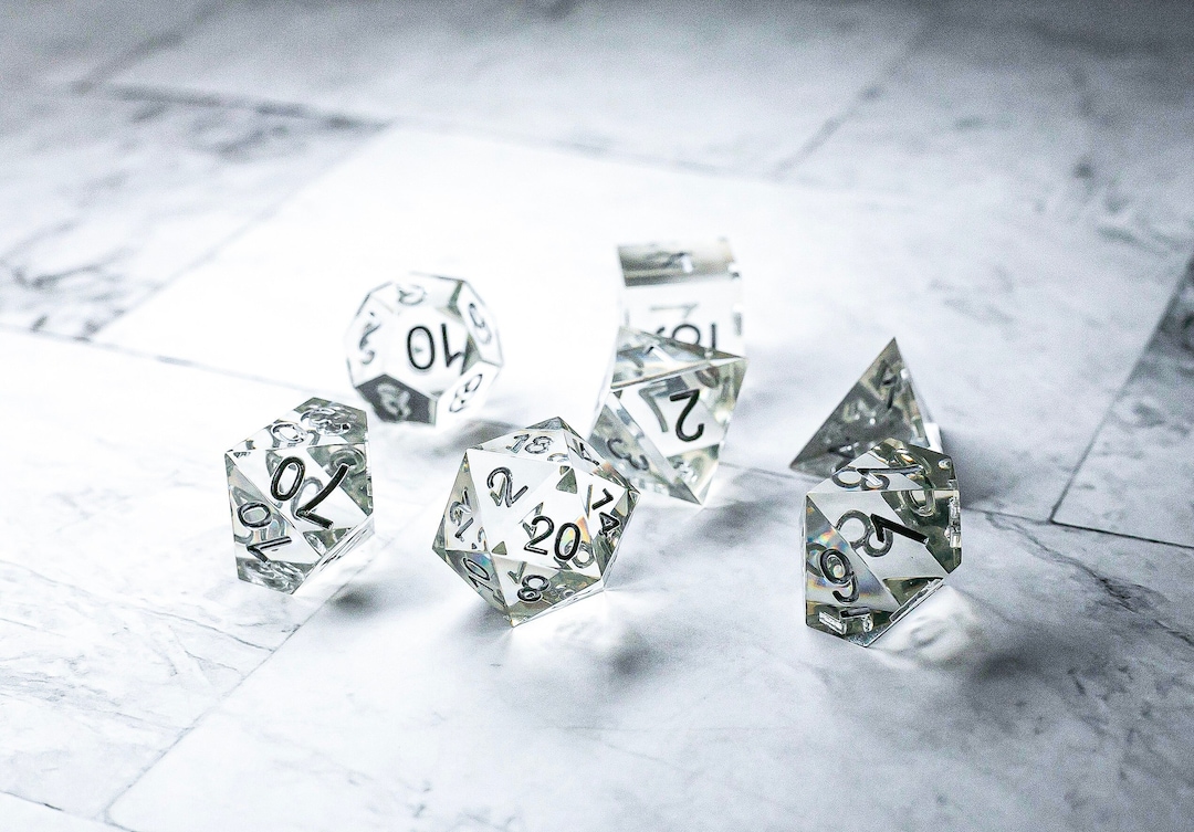 Ice Knife Dragon Dice Set Dnd Polyhedral Sharp Edge Resin Etsy