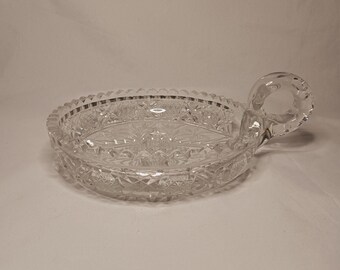 Vintage Manganese Cut Glass Dish With Finger Loop