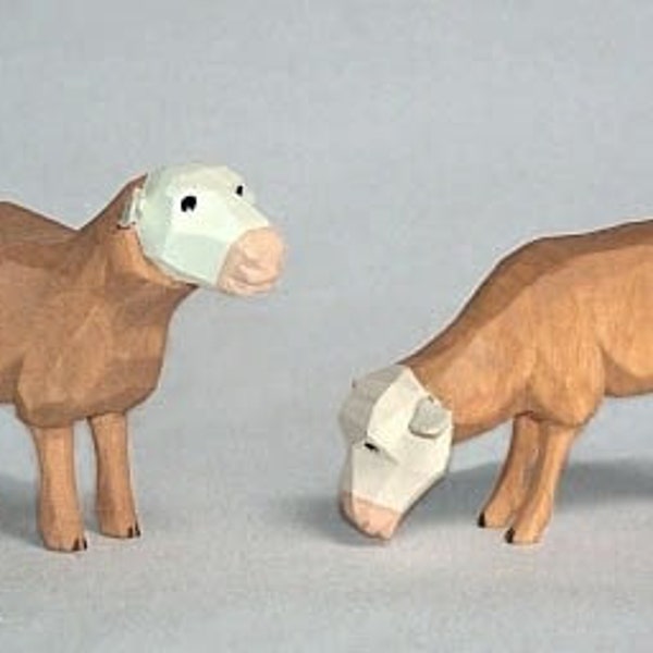 Krippenfiguren handgeschnitzt * Schafe beige * Tiere * Lotte Sievers-Hahn