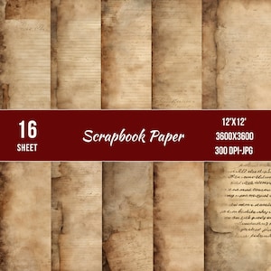 Shabby Chic Junk Journal Kit - Vintage Digital Paper Set for Scrapbooking, Collage & DIY Crafts - 12x12 Inch Sheets