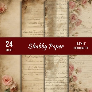 24 druckbare Shabby Seiten, rosa Papier Vintage, Collage sheet, Scrapbook Papier, Vintage Shabby Ephemera Collage, zum sofortigen Download