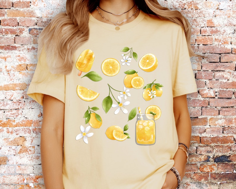 Summer Lemon Shirt, Lemon Collage, Lemons, Summer Tshirt, Cottage Core, Cottagecore Vintage Tee, Cottagecore Collage Shirt, Summer Gift Tee Soft Cream