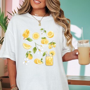 Summer Lemon Shirt, Lemon Collage, Lemons, Summer Tshirt, Cottage Core, Cottagecore Vintage Tee, Cottagecore Collage Shirt, Summer Gift Tee White