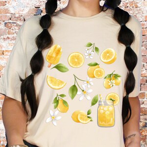 Summer Lemon Shirt, Lemon Collage, Lemons, Summer Tshirt, Cottage Core, Cottagecore Vintage Tee, Cottagecore Collage Shirt, Summer Gift Tee Natural