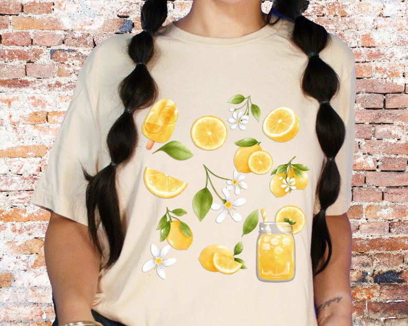 Summer Lemon Shirt, Lemon Collage, Lemons, Summer Tshirt, Cottage Core, Cottagecore Vintage Tee, Cottagecore Collage Shirt, Summer Gift Tee Natural