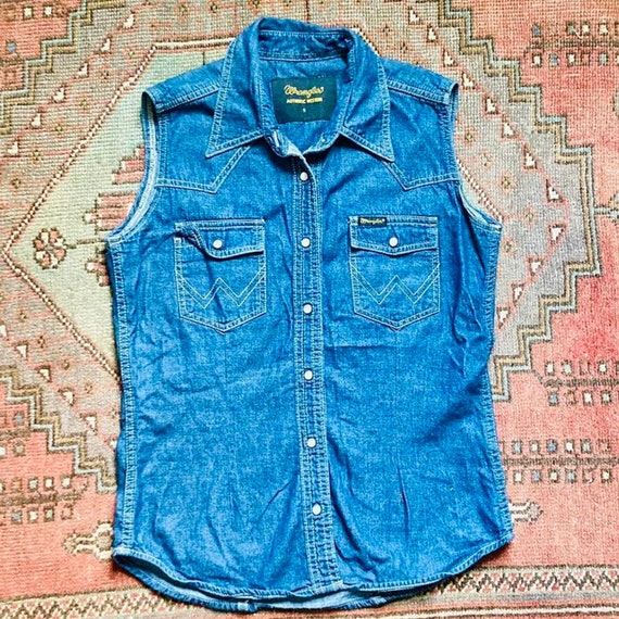 Wrangler vintage 90s sleeveless denim shirt