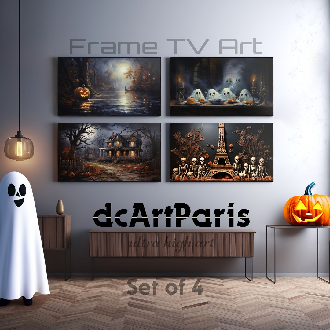 Halloween TV Art Set of 4 Halloween Frame TV Art Set Samsung Etsy