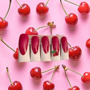 French Tip Press Ons | Red Nails | Cherry Nails | Duck Nails