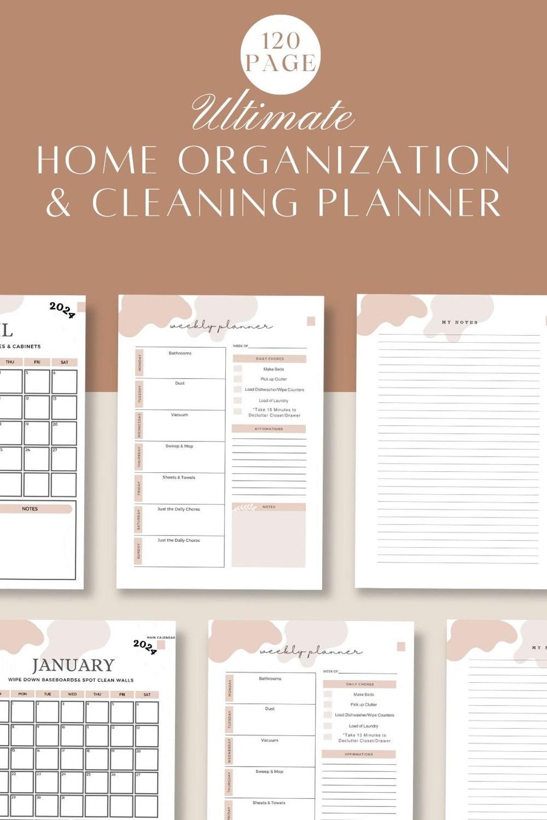 2024 Digital Home Organization and Cleaning Planner - Etsy - Digital Household Organization Tools