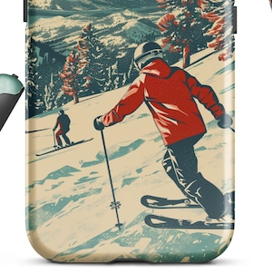 Skiing iPhone Case, Tough Phone Case for iPhone®  Vintage Ski ,Iphone Art Case ,Skiing Iphone Case ,Ski Gift ,Skiing Gift ,Iphone Skiing