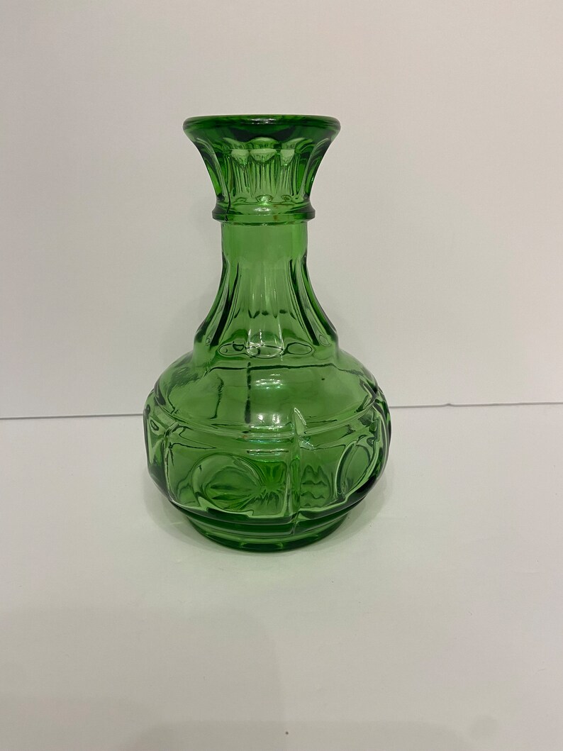 Wheaton Small Bud Vase Vtg Green Glass Bottle Bullseye Pattern 51/2 Etsy