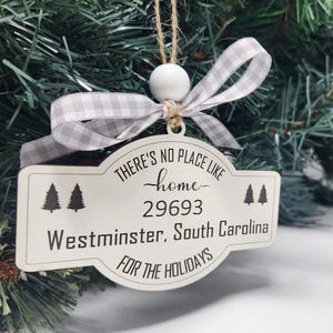 Home for the Holidays, Custom Zip Code, City, and State Holiday Ornament