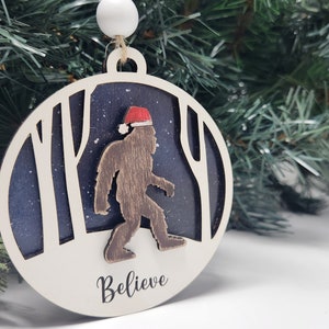 Bigfoot, Sasquatch Christmas Ornament, Wooden, can be customized