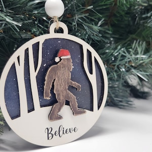 Bigfoot, Sasquatch Christmas Ornament, Wooden, can be customized