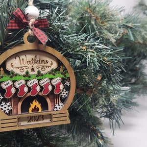 Family Fireplace Ornament | Customized Family Christmas Ornament - Etsy