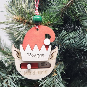 Personalized Elf Behavior Reporting Ornament: Laser Cut Christmas Decor