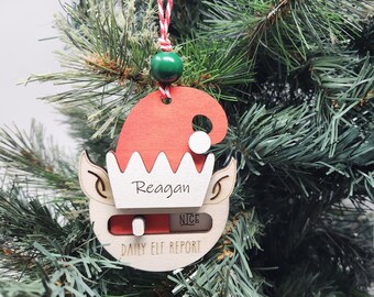Personalized Elf Behavior Reporting Ornament: Laser Cut Christmas Decor