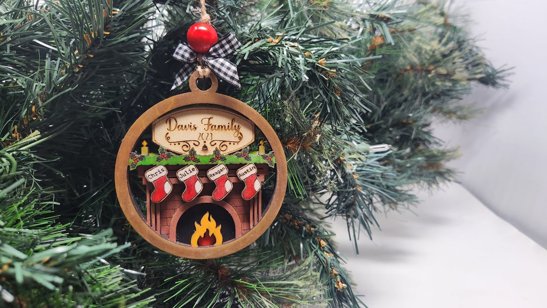 Family Fireplace Ornament | Customized Family Christmas Ornament - Etsy
