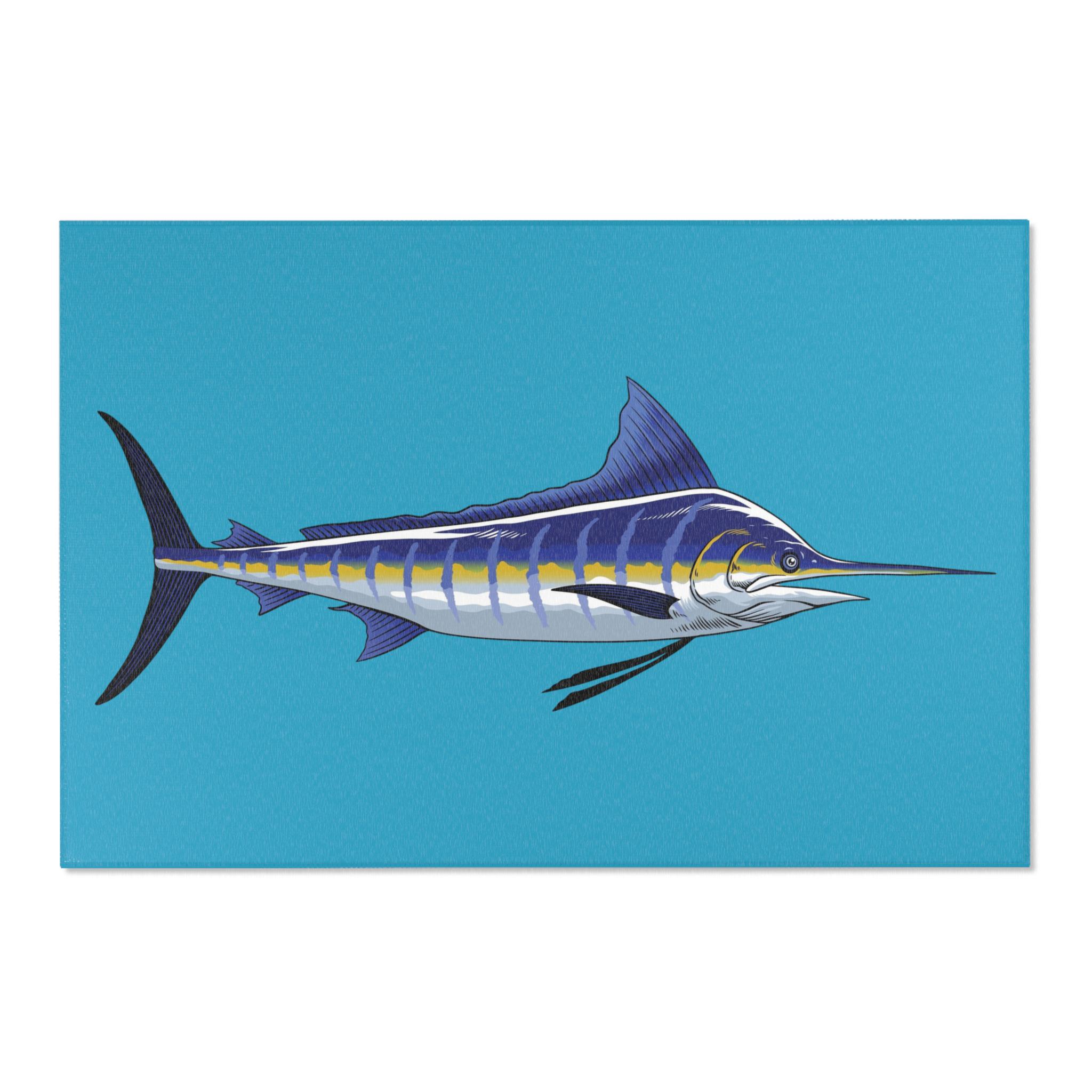 Marlin Rug Marlin Fish Area Rug, Ocean Decor, Nautical Home Accent, Beach House ...