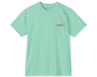 Pocket T-Shirt, Retro Fishing Shirt, Trout Fishing Gift, Vintage Angler Tee, Outdoors Lover Top, Fishing Enthusiast Apparel